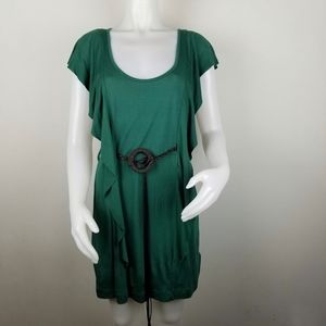Twenty One Lg Green Scoop Neck Shirt Dress NWT (no belt)